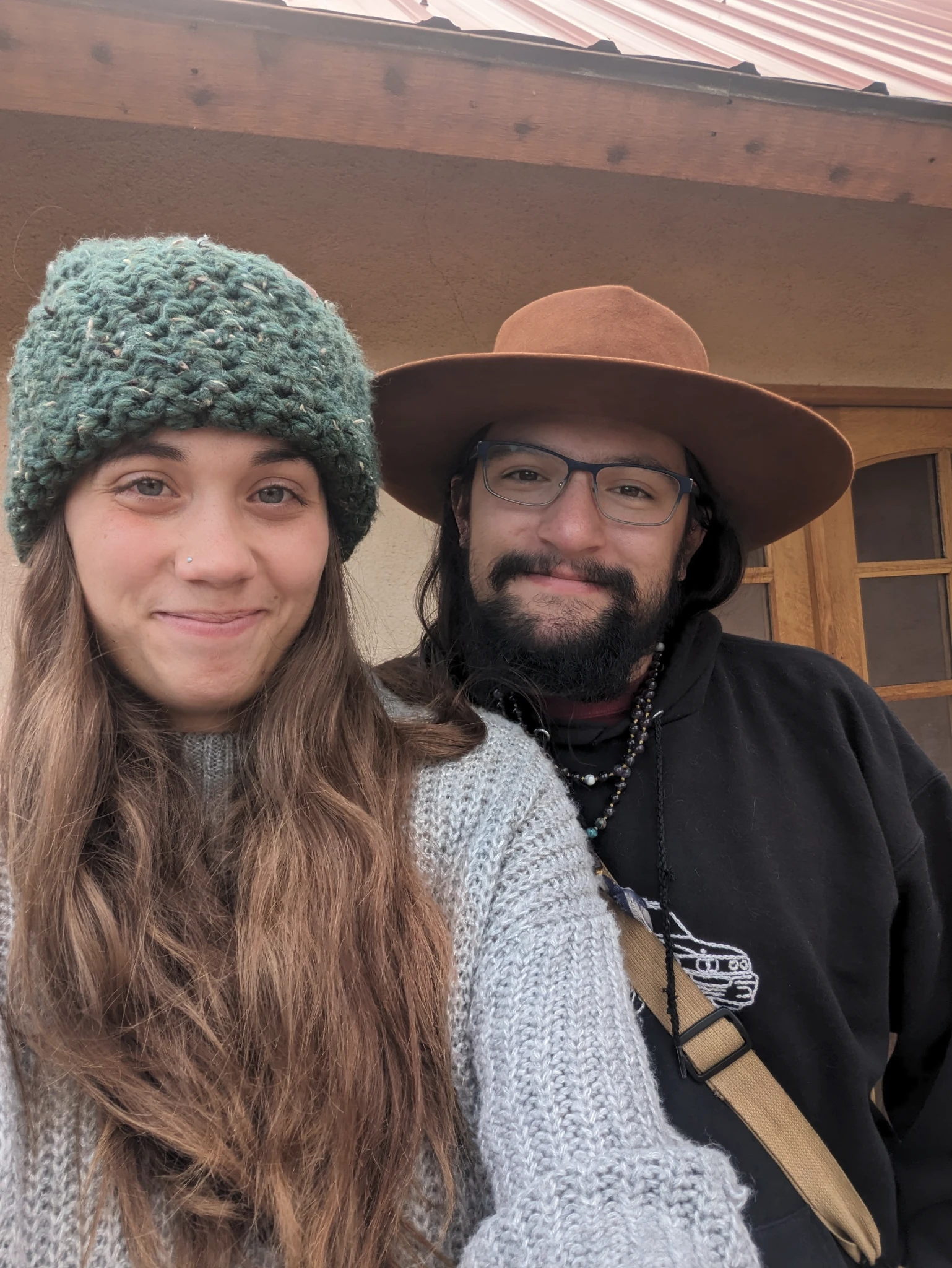 Selfie in front of the cottage